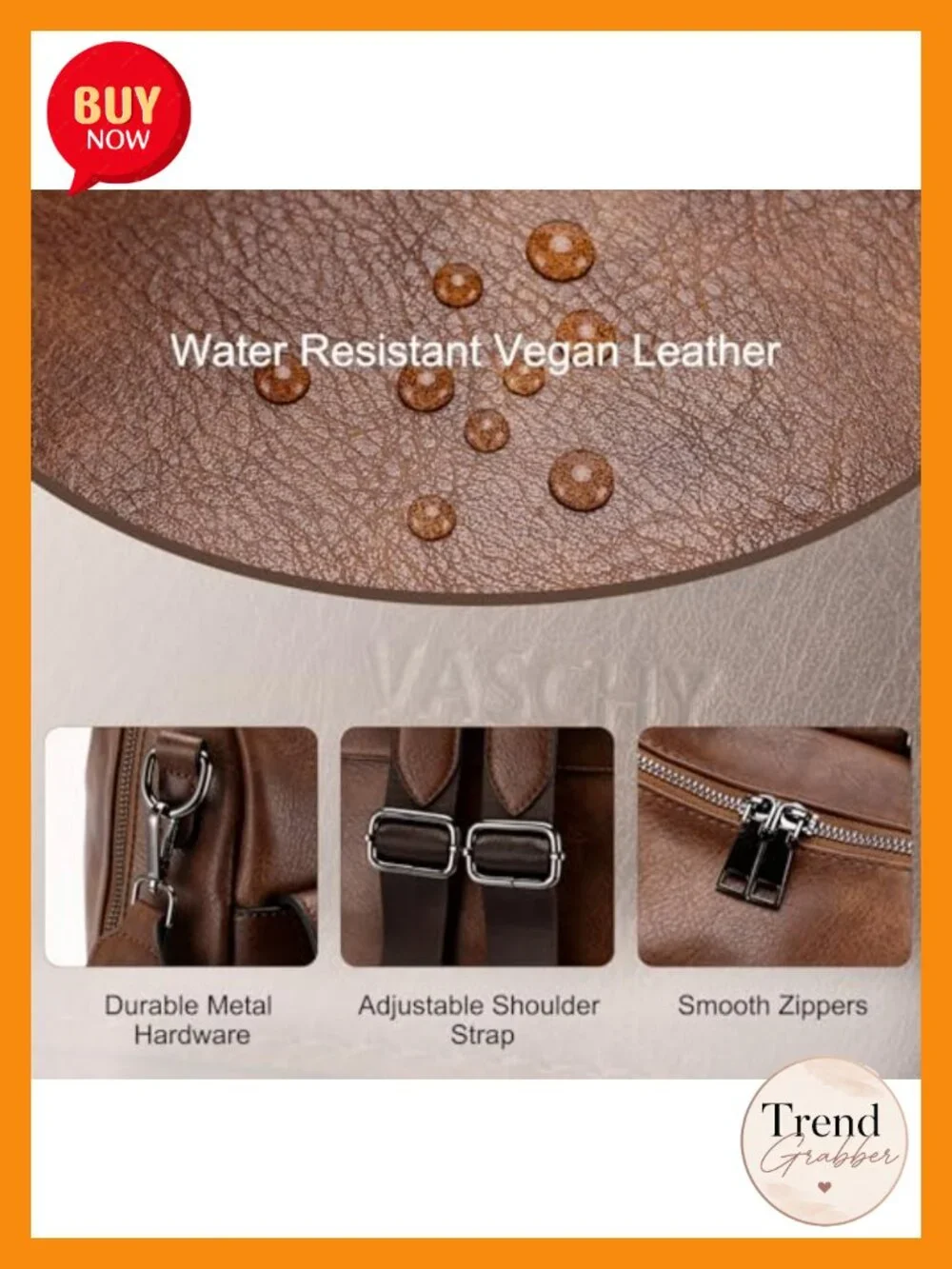 Convertible Vegan Leather Laptop Backpack Purse with Wallet Pouch Set